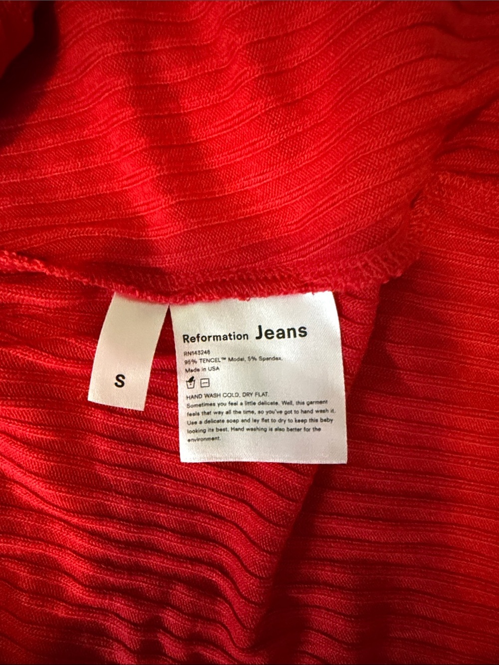 Reformation Agatha Bright Red Ribbed Long-Sleeve Mini Dress Size Small - Picture 6 of 8